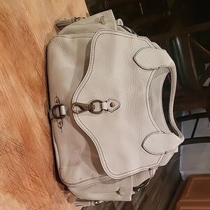 Cole Haan Cream Shoulder Bag with Pebbled Leather